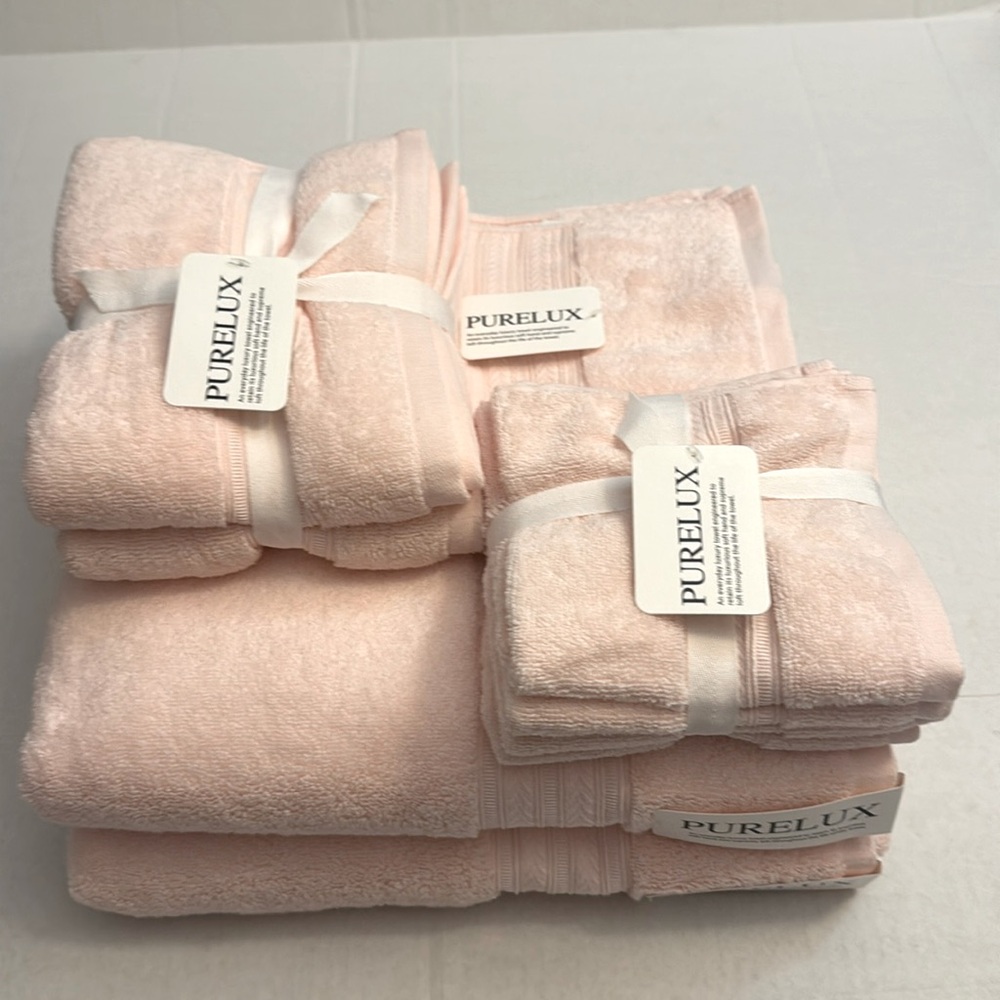 💥8pc PURELUX Luxury Bath Towel Set - Loft By Loftex - Rayon From Bamboo - Pink